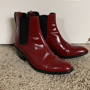 Rag & Bone Red Patent Leather Westin Ankle Boots Western Style Size 38.5 W 8